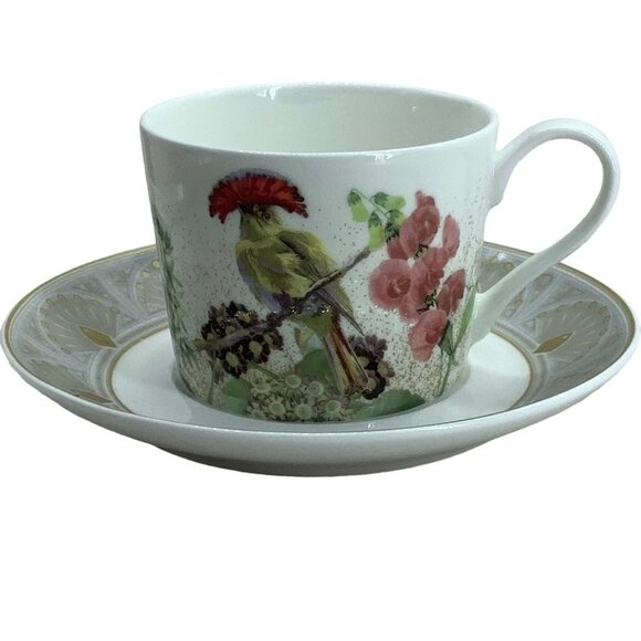 Stechcol Gracie Royal Flycatcher Bird Flower Amazonian Bone China Cup and Saucer - Picture 4 of 10